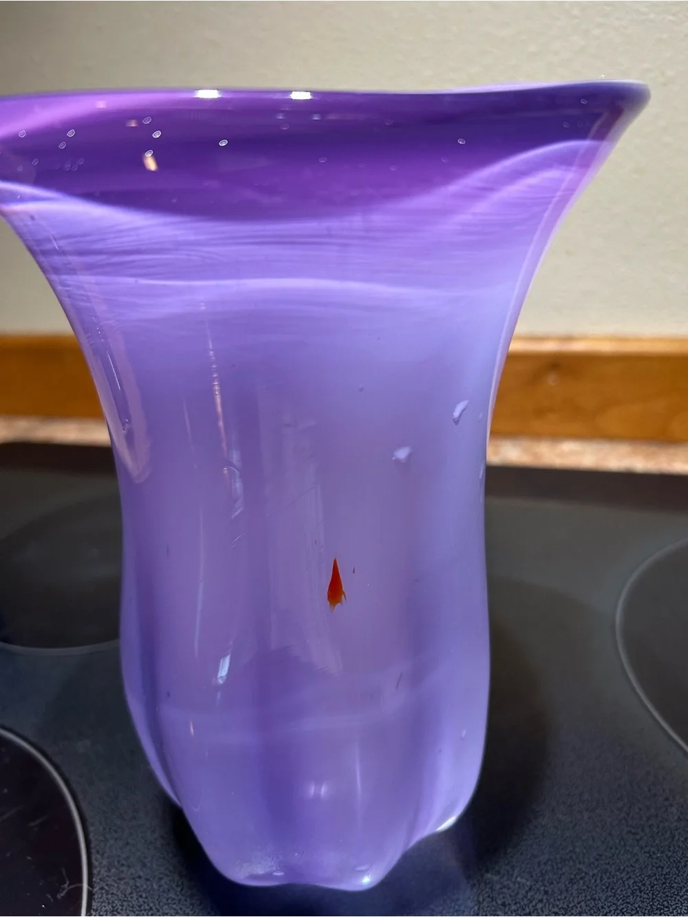 Blenko Handblown Glass Vase Ombre Lavender Lilac  9.5”x6”W 3lbs Flawless